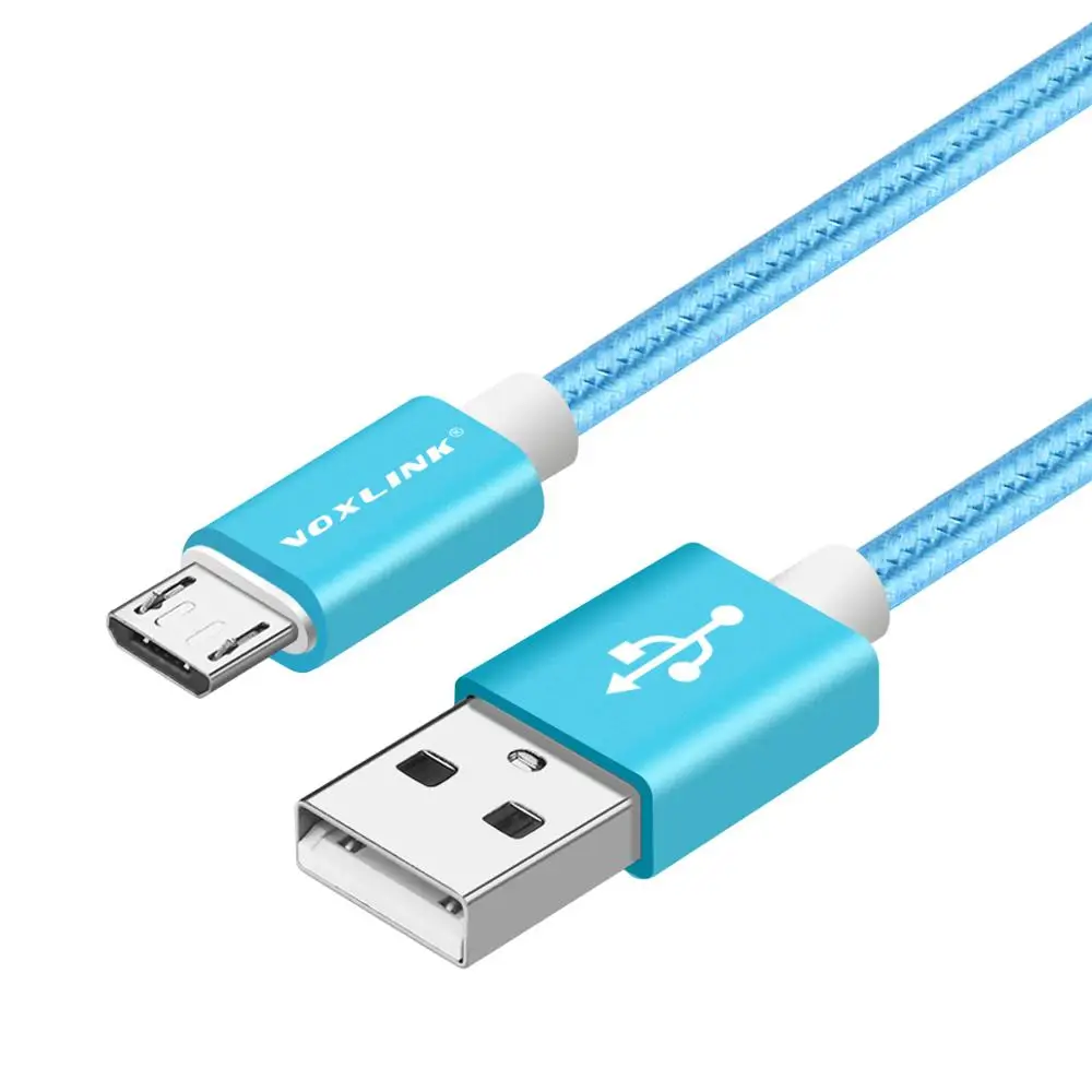 VOXLINK Micro USB кабель с нейлоновой оплеткой 1 м/2 м/3 м Синхронизация данных USB кабель зарядного устройства для samsung htc LG huawei xiaomi кабели для телефонов Android - Цвет: blue