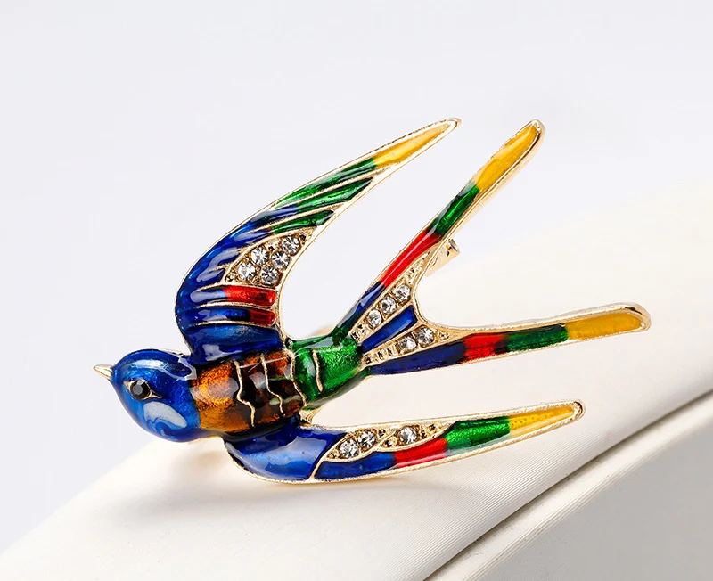 NIUYITID Classic Bird Brooch Enamel Pin Swallow Shape Scarf Pins Women Kids Suit Clothes Accessories Jewelry (2)