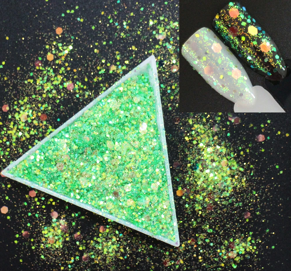

30g~500g, Mix Hexagon Shapes Sequins, Iridescent Rainbow Shining Color Slices 3D Nail Art Glitters Paillettes