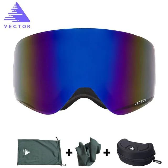 Вектор бренд лыжные очки с случае двойной объектив UV400 Анти-туман лыжный снег очки Лыжный Спорт Для мужчин Для женщин зимний сноуборд очки HB108 - Цвет: Navy