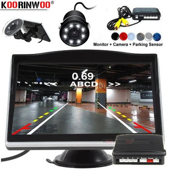 

Koorinwoo Universal Parktronic With Camera Dynamic Trajectory Parking Line Rear Sensors 4 Blind spot detection With Monitor Car