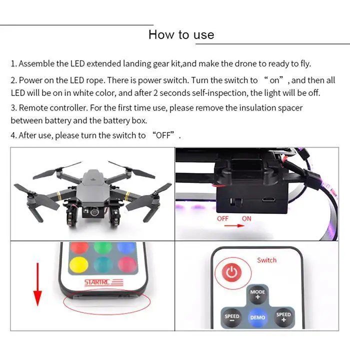 Цветной СВЕТОДИОДНЫЙ Расширенный посадочный механизм для DJI Mavic Pro 1,5 часов/5 В platinum для повседневной носки, путешествий, улицы и т. д