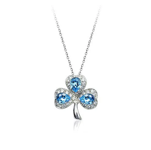 18K White/Rose Gold Plated Fashion Clover Pendant Necklace Top Quality Austria Crystal Exquisite Jewelry 1662676 | Украшения и