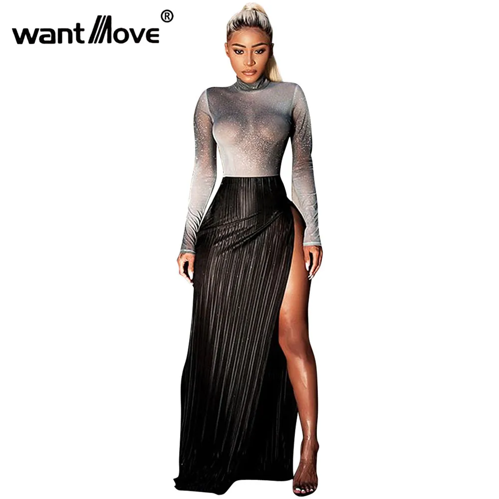 

Wantmove women dress solid high waist dress o-neck women two pieces set 2018 new fashion sexy party dress WM191