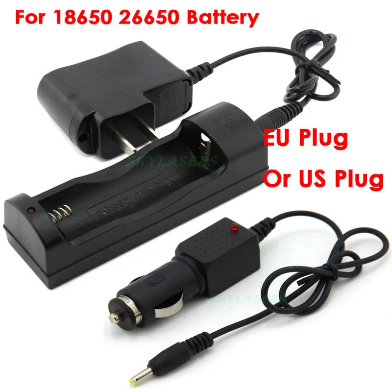 

Flashlights 18650 / 26650 Battery charger travel Quick charger Flashlight Headlamp Charger + Car charger - Free shipping