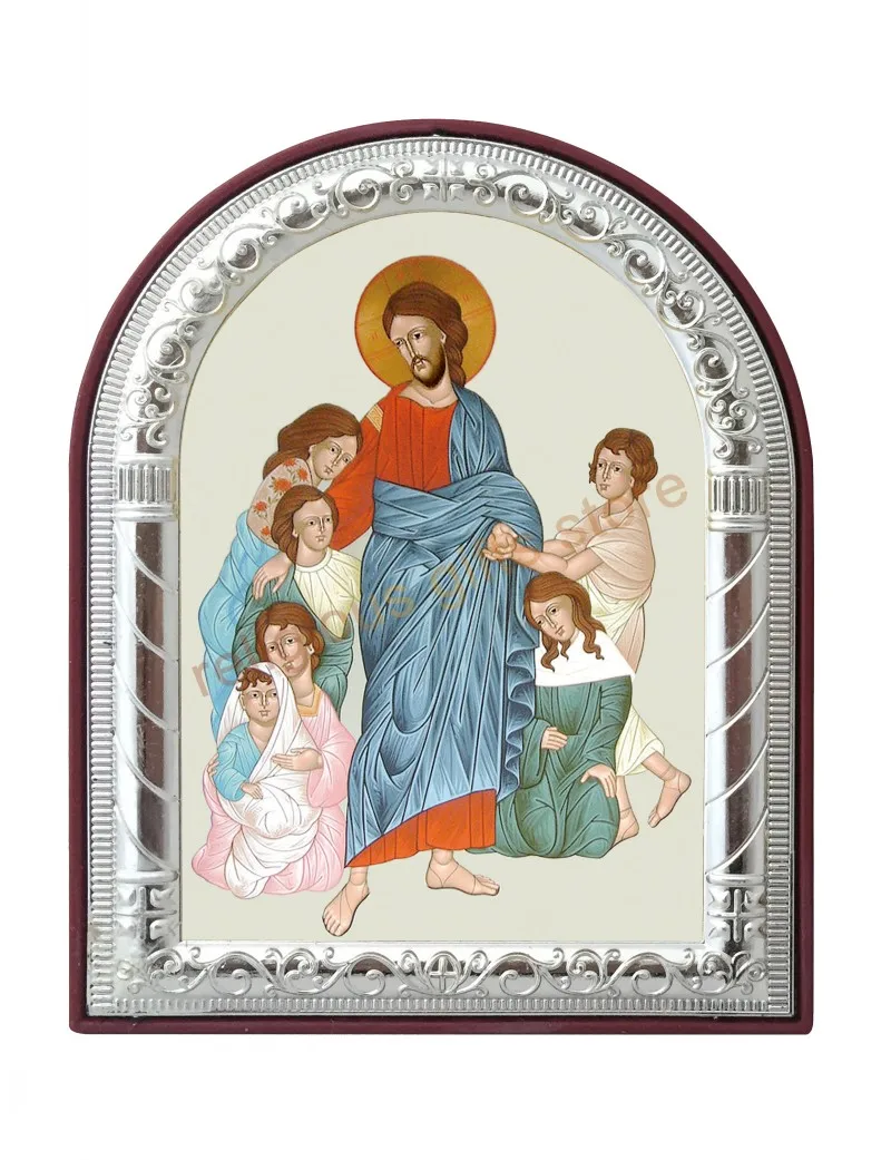Серия Religion семья картины Иисус католические символы покрытые металлом серебро