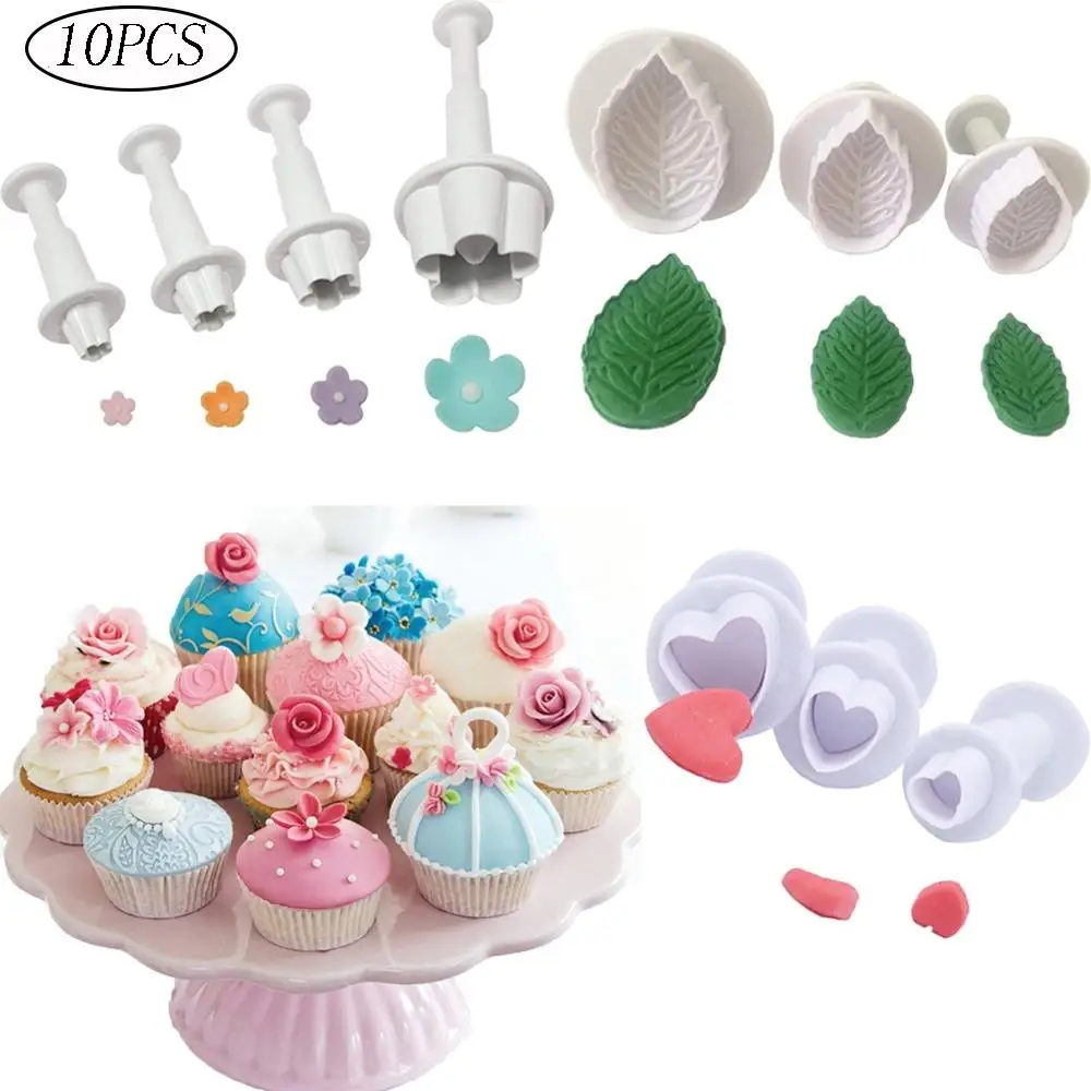 

10pcs/Set Plum Blossom Flower Hydrangea Plunger Fondant Cutter Sugarcraft Cake Decorating Tools Cookie Stamper chocolate Mold