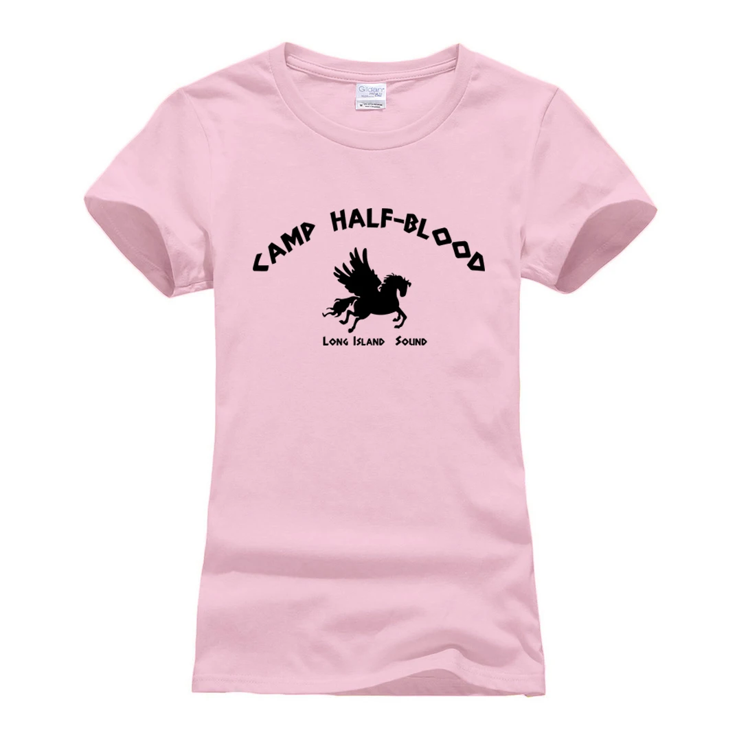 Летняя футболка harajuku бренд camisetas классный принт Женская футболка Повседневная хлопковая Футболка femme Camp Half-Blood slim top - Цвет: pink1