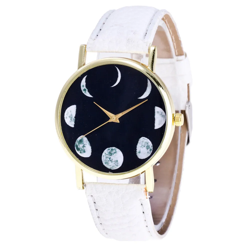Vansvar высокое качество бренд для женщин часы Moon узор женская одежда кожаный ремешок для мужчин часы наручные montre femme - Цвет: as the picture shows