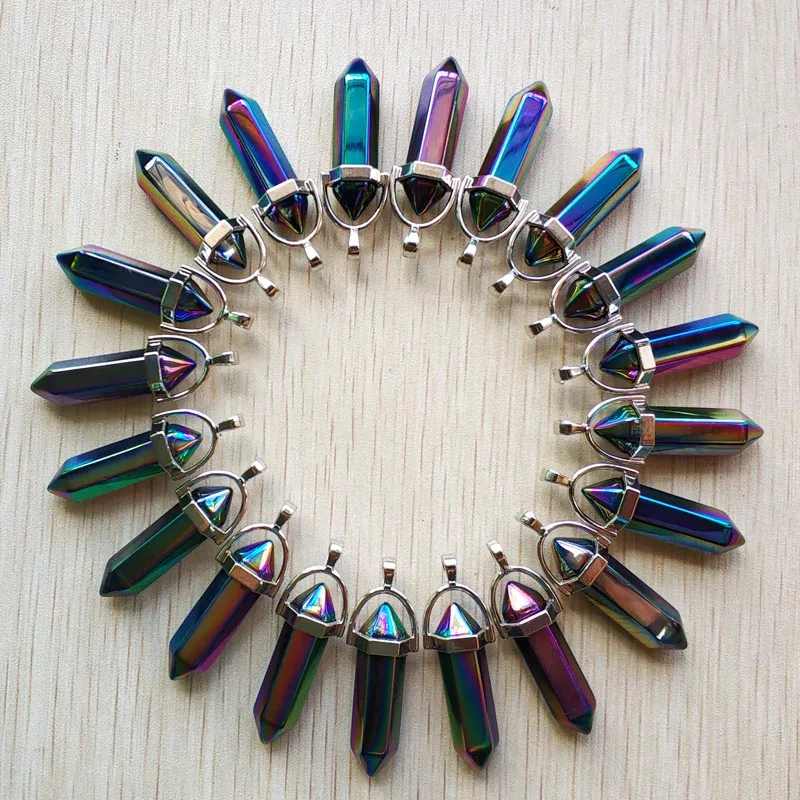 Новая мода натуральный камень 7 цветов столб точка Подвески для изготовления ювелирных изделий 12 шт./лот