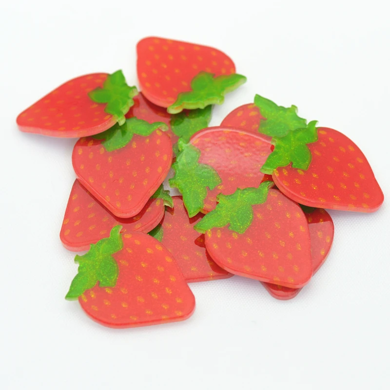 

26*32mm Flatback Glitter Strawberry,Fruit Planar Slice,Resin Cabochons,Resin Miniatures,Home D.I.Y Supplies