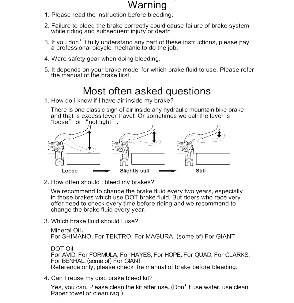 Kit de purga de freno hidráulico de bicicleta para el sistema de frenos de la serie Magura MT, también apto para el freno hidráulico Tektro, kit básico, V0.5