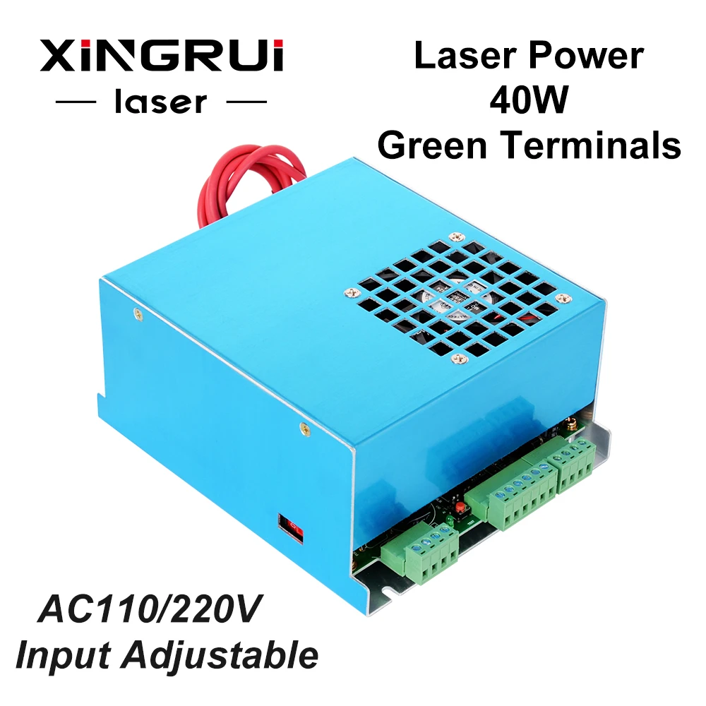 40W CO2 Laser Power Supply For Tube AC110V 220V Input Adjustable MYJG-40W Green Terminals | Инструменты
