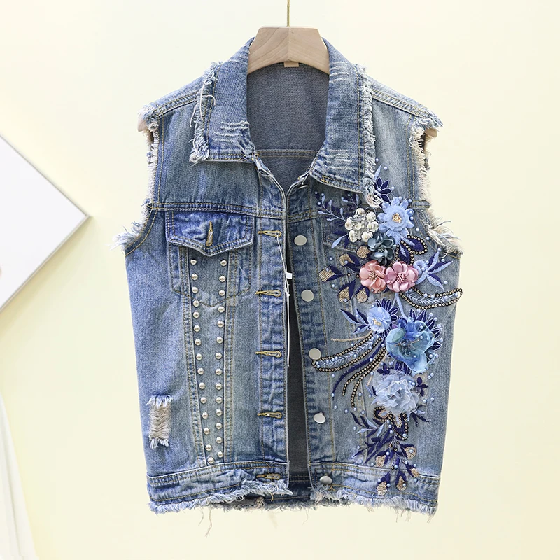 

Spring Summer Sleeveless Women Denim Vests Plus siz Fashion Casual Tops Korean style Female Waistcoats Jeans Short Jacket Female