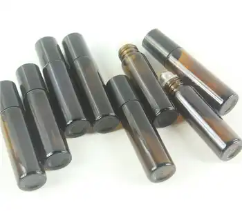 DHL Free 200pcs/lot 10ml Amber Roll On Roller Bottle for Essential Oils Refillable Perfume Bottle Deodorant Containers