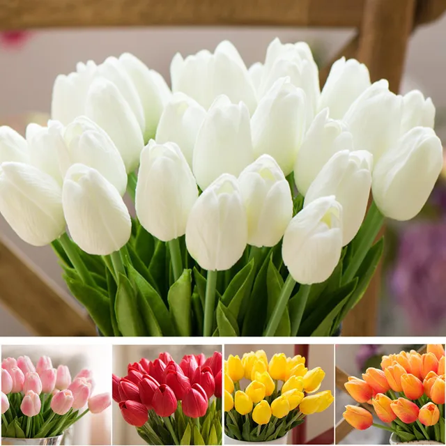 1 Pcs Fake Red Tulips Silk Tulip Artificial Flowers Tulips For Home