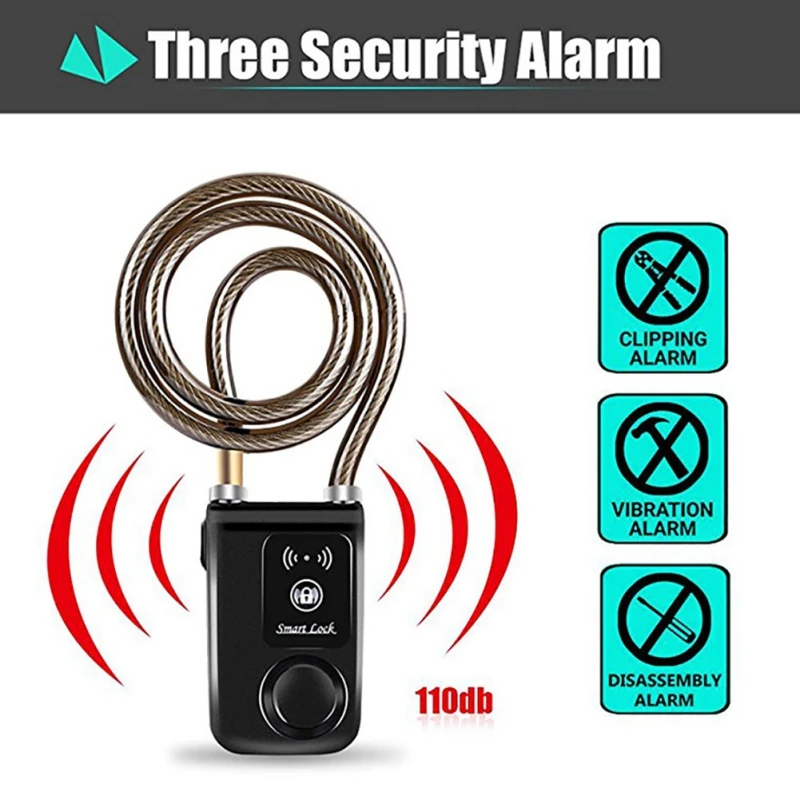 

High-density copper Bicycle For Bluetooth Smart Lock APP Control Auto Alarm Anti-thief Security Door Lock For IOS For Android
