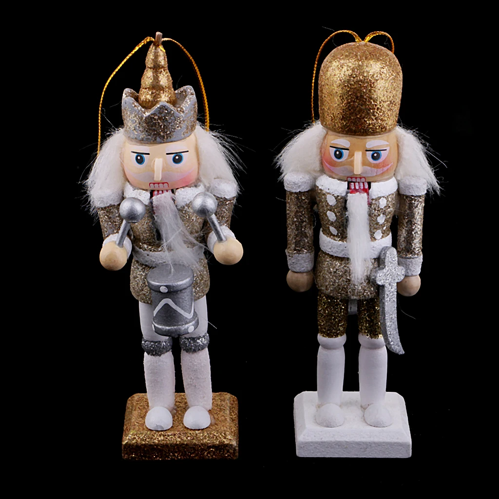 15Pcs 12cm Wooden Nutcracker Solider Figure Model Puppet Doll Handcraft for Children Gifts Christmas Home Office Decor Display