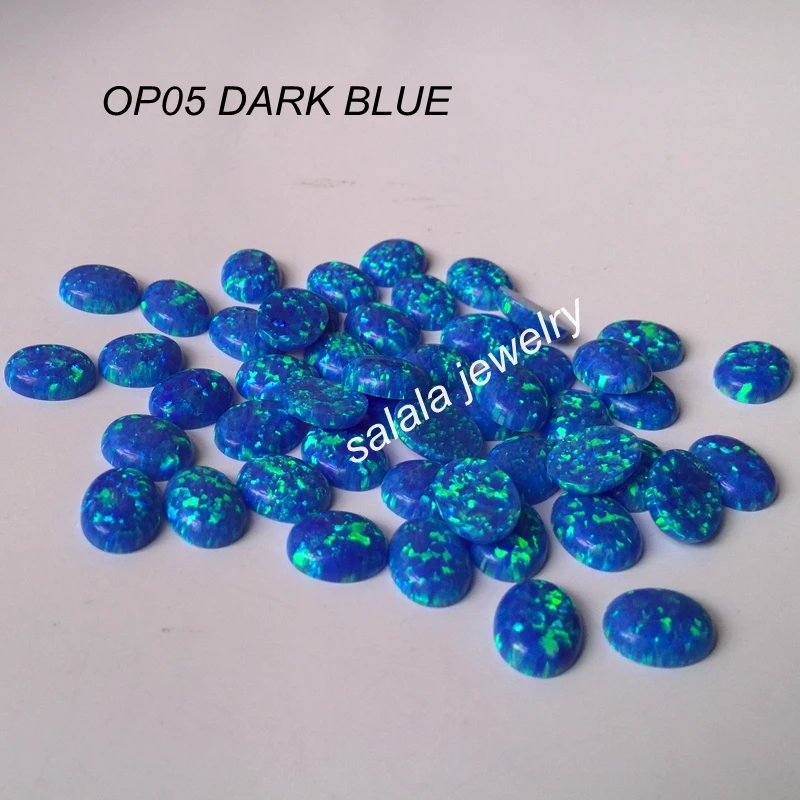 100pcs/ lot OP05 Dark Blue 6x8mm Oval Opal Synthetic Dark Blue Opal
