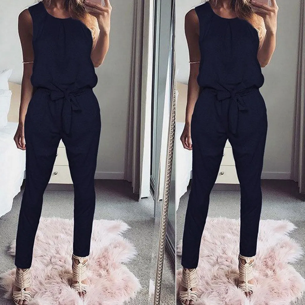

2019 New Women Casual O Neck Wide Leg Jumpsuit Fashion Ladies Summer Soft Loose Playsuit Bodycon Party Trousers Jumpsuit#J30