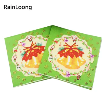 

[RainLoong] Food-grade Bell Paper Napkins Christmas Festive & Party Tissue Napkins Decoration Guardanapo 33*33cm 5packs