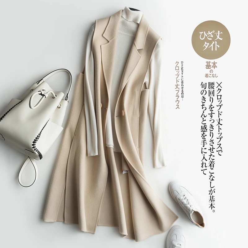 2018 Best selling autumn and winter new double-sided cashmere vest ladies knit long cardigan fashion high-grade wool coat vest Coats