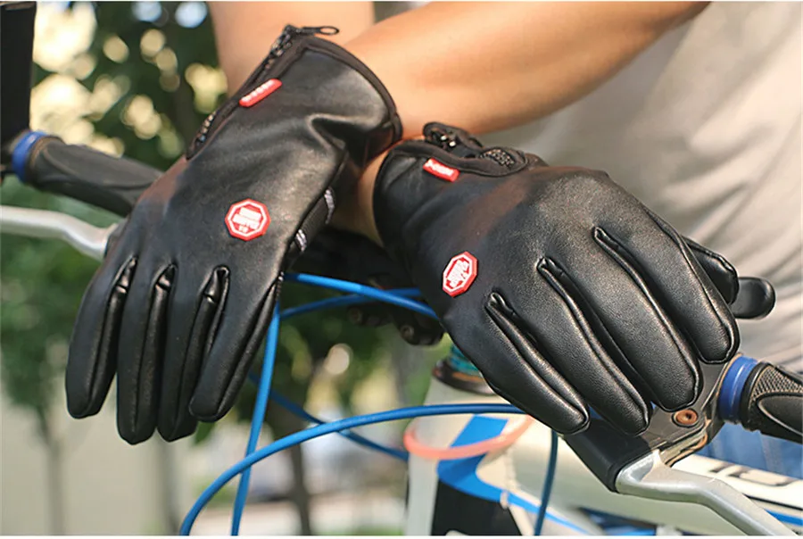 Touch Screen PU Leather Sports Gloves Outdoor Zipper Winter Fishing Glove For Fitness Excercise Running Riding Glove Motorcycle (4)