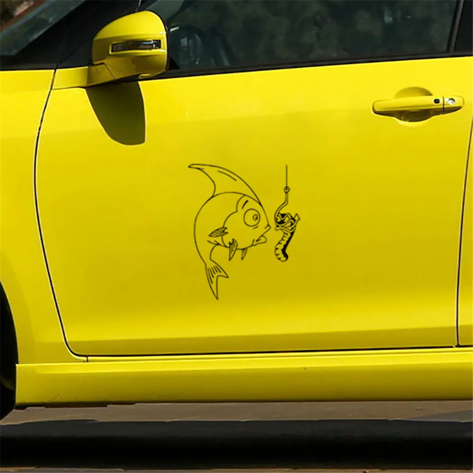 12.715.5CM Fishing Club Fish Funny Car Decal Vinyl Stickers Creative Cartoon Car Sticker  (3)