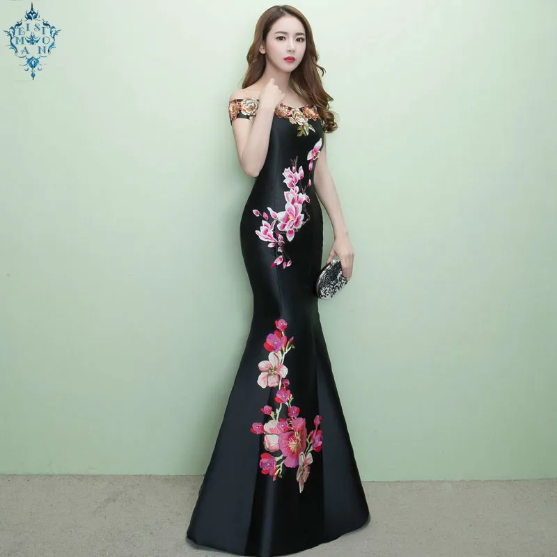 

Ameision New arrival elegant prom party dress evening dresses Robe De Soiree gown lace style trumpet flowers embroidery