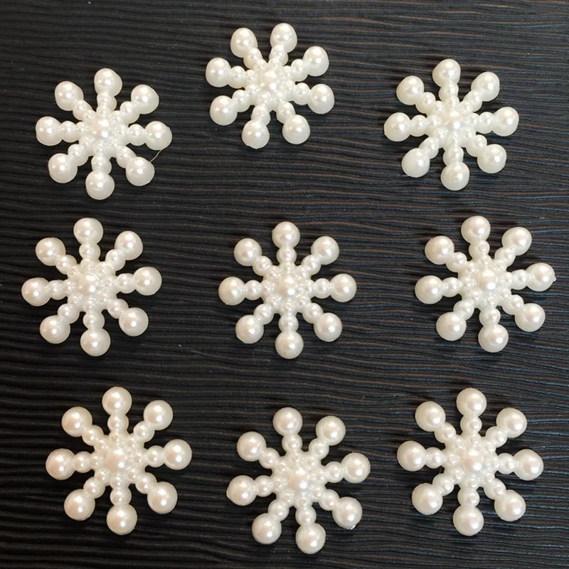 

80pcs/lot Snowflake Flatback Pearl Embellishments Christmas Craft Cardmaking Embellishment Christmas Wedding Decoration
