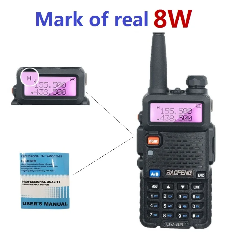 BAOFENG UV-5R 8W Walkie Talkie VHF UHF Amateur Ham CB Radio Station HF Transceiver PMR446 Hunting Radio Amador Scanner VOX UV 5R