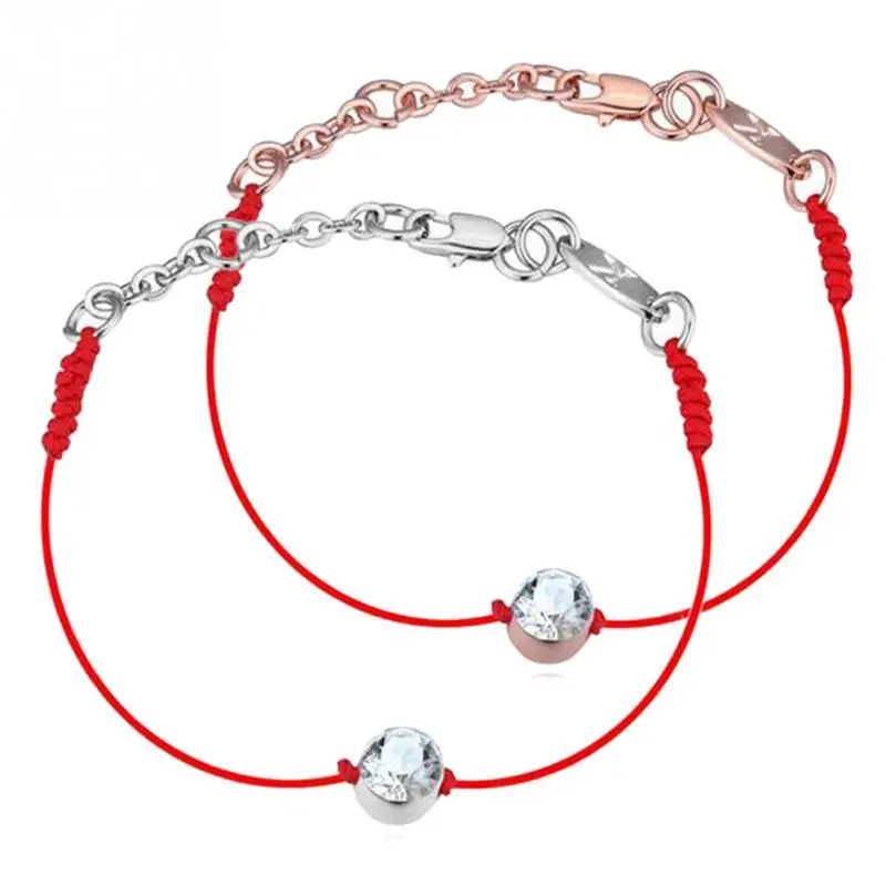 Simple Rhinestone Thin Red Thread String Rope Charming Bracelets For Women Jewelry Girls Jewel Accessories