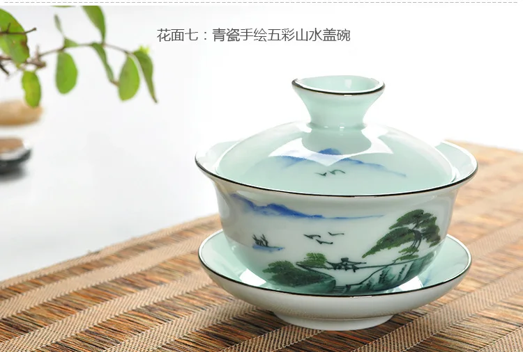 Ручной Celadon Will Tureen ручная керамика с уважением чайная чашка кунг-фу чай есть труба три дарования чаша образец чашки чая
