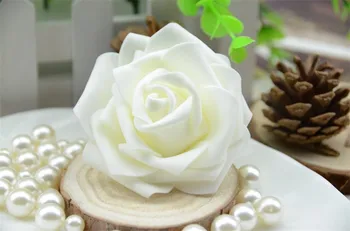 

SDFC Beige Foam Rose Flower Wedding Party Decoratiions Single Heads Artificial Rose DIY scrapbooking 100pcs Fake Flower Balls
