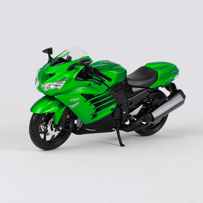 Maisto kawasaki ninja zx 14r green motorcycle diecast metal model kit manual assemble motorbike