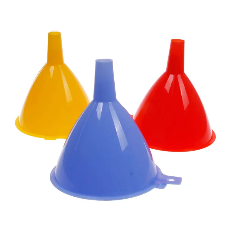 

NEW Hot Sale 3 Pcs Random Color Kitchen Lab Oil Fuel Water Refilling Plastic Filter Funnel 2" 3" 4" Diam #53387