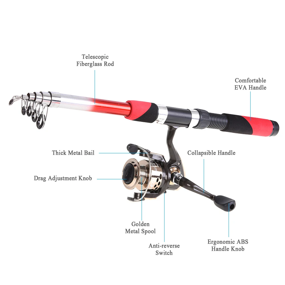 Lixada vara de pesca telescópica conjunto combinado