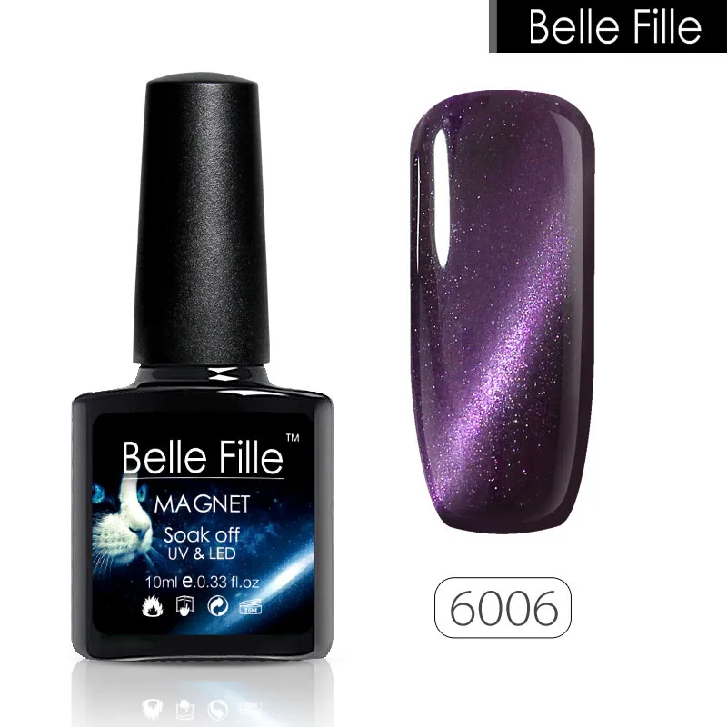 Belle Fille кошачий глаз УФ лака для ногтей гель с золото принесет линии телесного
