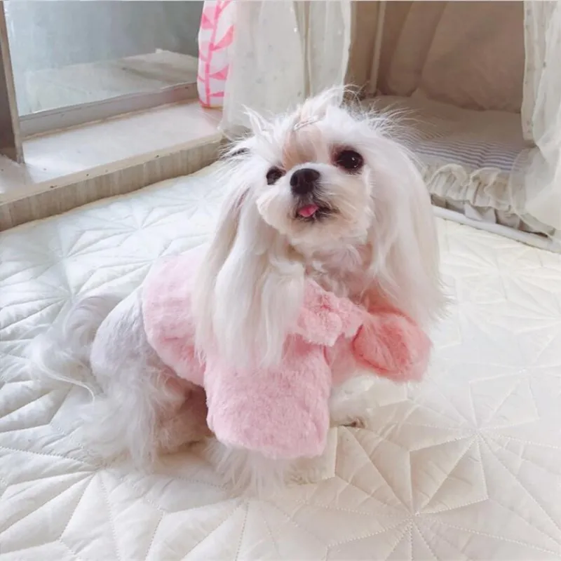 Одежда для девочек, Зимняя женская куртка для собак, розовая Милая Кружевная Флисовая теплая куртка для собак, чихуахуа, Йоркшира, зимняя одежда для собак XS-XL - Цвет: Pink