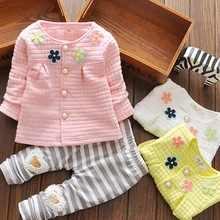 Модный весенний хлопковый комплект одежды для маленьких девочек комплект из футболки с рисунком+ длинных штанов модный костюм для маленьких девочек одежда для малышей