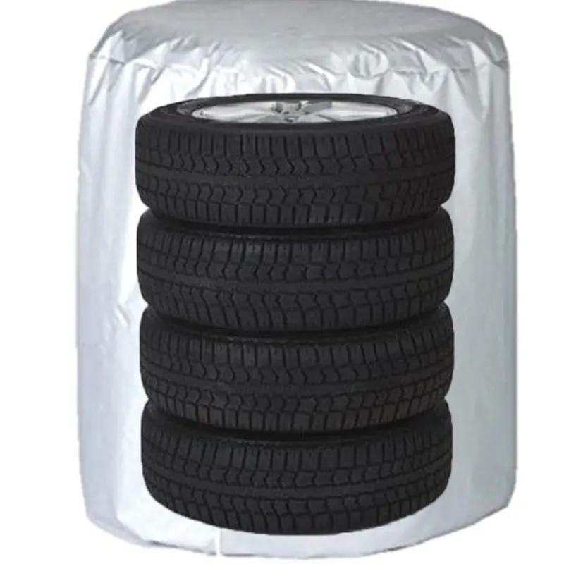

New Car Tire Cover 4 Wheels Spare Tire Covers Silver Tyre Accessories For Winter Summer Polyester Tires Protector Storag Bag S/L