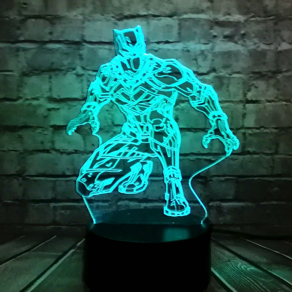 Герой Marvel мультфильм Мстители Черная пантера 3D лампа Mulitcolor USB зарядка светодиодный ночник Праздничная Вечеринка настроение Лава дети игрушка подарок