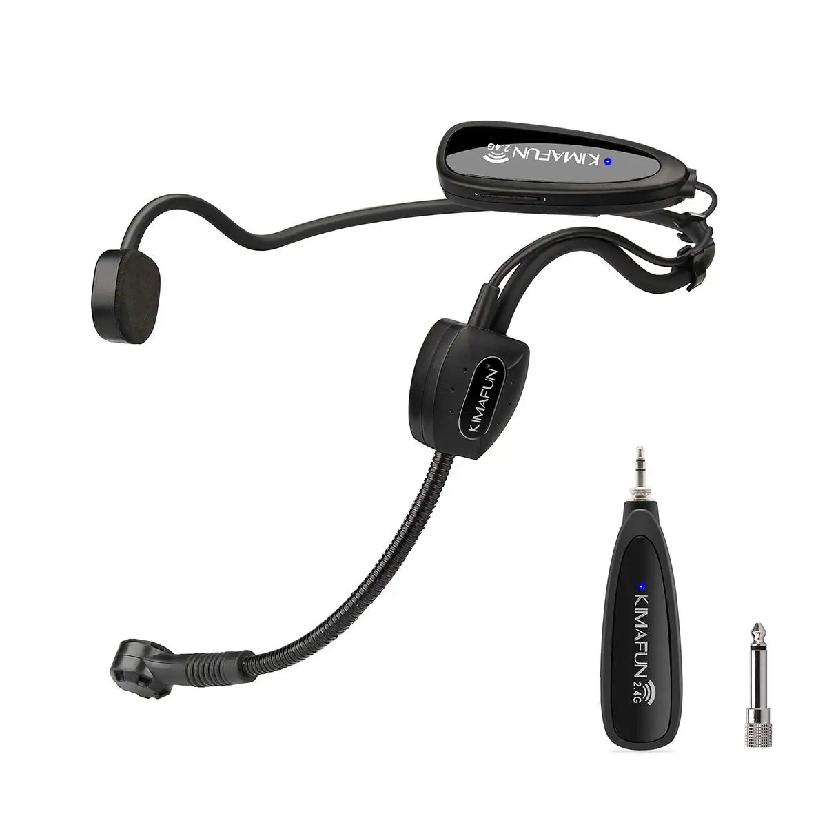 KIMAFUN Sistema de Microfone Headset Sem Fio 2.4G com Transmissor e Receptor de Design para Performance de Palco