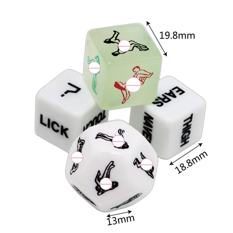 

4pcs 12 sides Funny Sex Dice, sex pose luminous dice Romance Position Love Adult Games sex Toys Erotic Craps Pipe For Couples