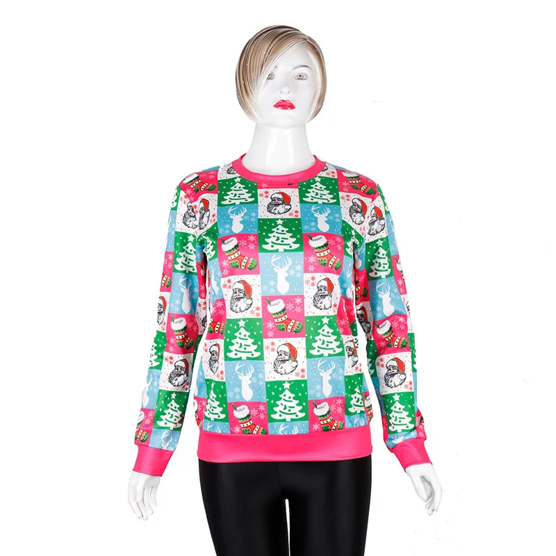 Уродливый Рождественский свитер с принтом Санта Клауса, свободный свитер для мужчин и женщин, Рождественский осенне-зимний топ, одежда