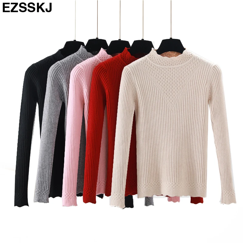 

Soft Thicken warm high collar Sweater Women High Elastic Slim Sweater Pullover Winter Tops Solid Cashmere Autumn Female Sweater