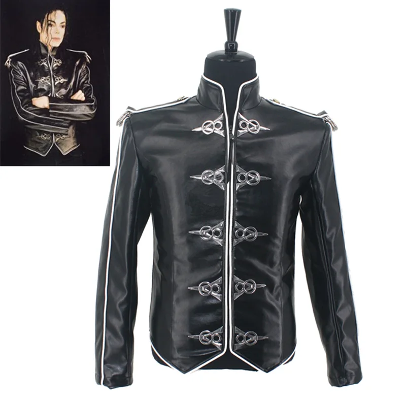 

HOT Free Shipping MJ MICHAEL JACKSON MEN'S JACKET V8 RETRO ENGLAND BLACK LEATHER JACKET