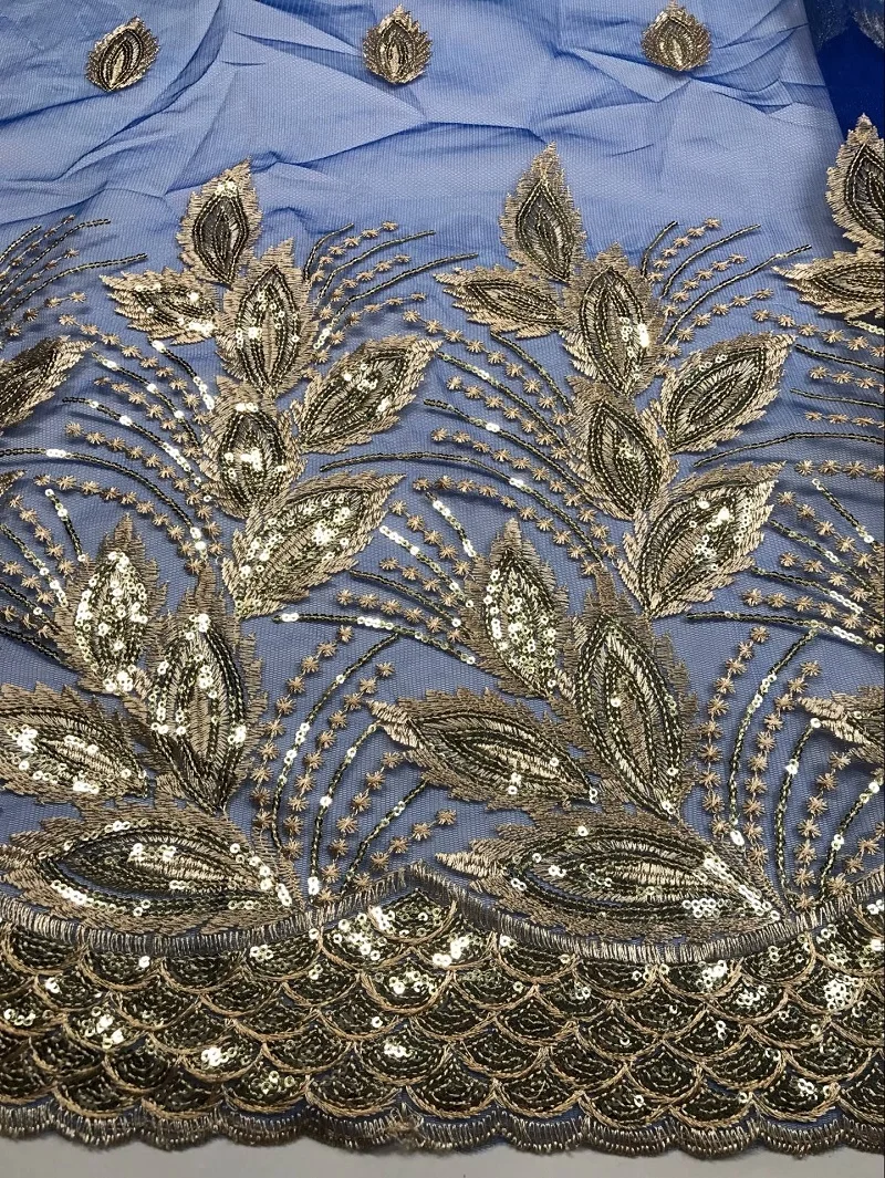 Африканская кружевная ткань вышитые нигерийские кружева ткань для невесты высокое качество Французский Тюль кружевная ткань для женщин AMZ559 золото