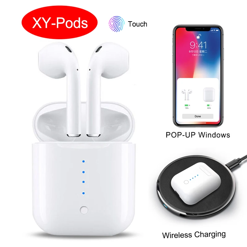 

Newest XY Pods TWS Mini Earphone Bluetooth 5.0 Wireless Touch Control Earbuds with Pop Up Windows W1 Chip Headset PK I12