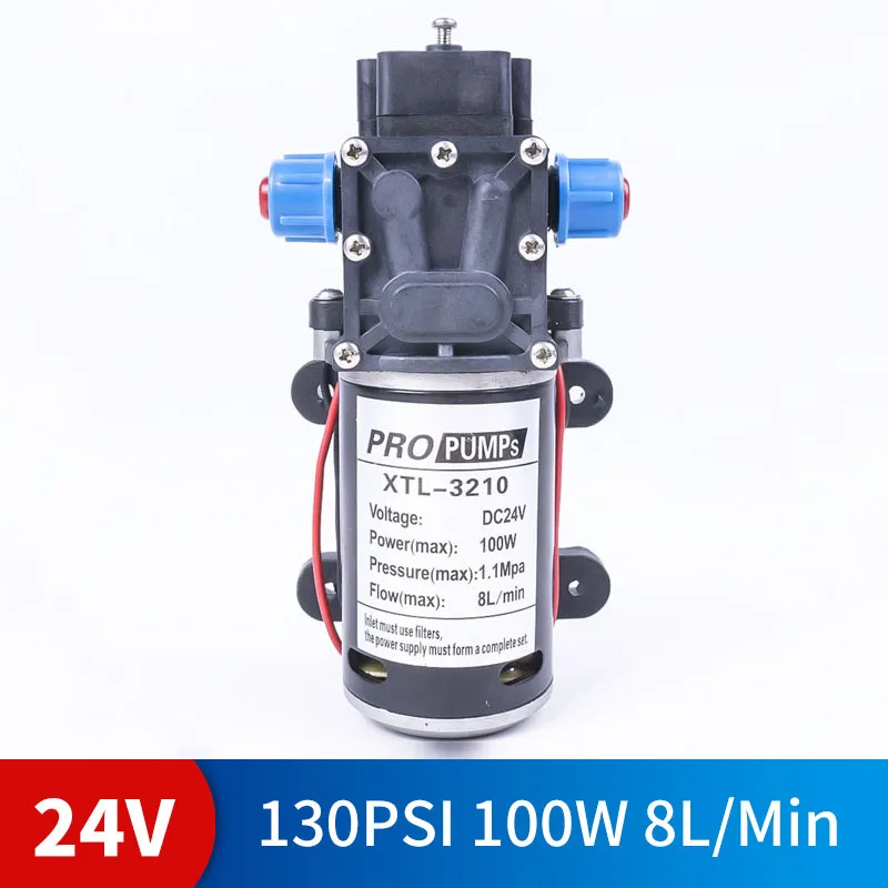 

DC 24V 100W 130PSI 8L / Min water high pressure diaphragm self-priming pump agricultural electric water pump car wash spray
